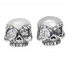 Men's Sterling Silver Skull Cubic Zirconia Red Eyes Inlay Earrings