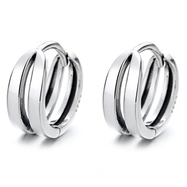 Men's Rhodium Cubes Sterling Silver Earrings