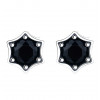 Men's Sterling Silver Stud Rhexagon Black Zircon Inlay Earrings