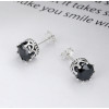 Boucles d'oreilles clous Argent couronne zirconium noir