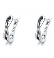 Men's infinity symbol Sterling Silver Hoop Earrings