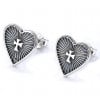 Men's Sterling Silver Stud Heart Cross Earrings