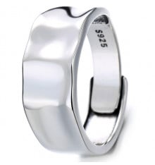 Men's Sterling Silver Concave Hammered Open Ring