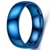 Men's High Polished Blue Titanium Engraving Band Ring