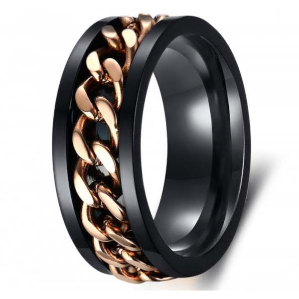 Bague homme anneau noir titane cable tournant a graver