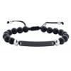 Men's Black Onyx bead Bracelet With Stainless Steel plaque personalize