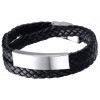 Bracelet homme cuir tresse gourmette acier a graver personnaliser