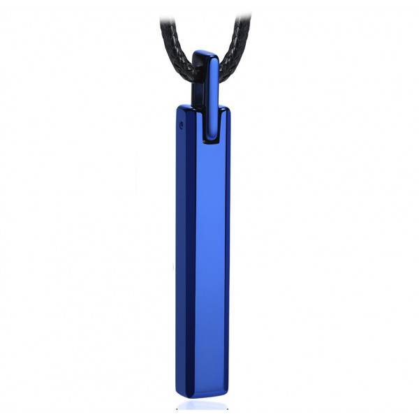 Pendentif homme tungstene barre finition polie miroir bleu