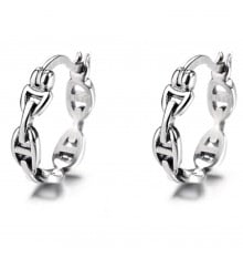 Men's Sterling Silver navy chain Hoop Earrings - pair