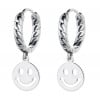 Men's Braided Sterling Silver emoji smile Hoop Earrings