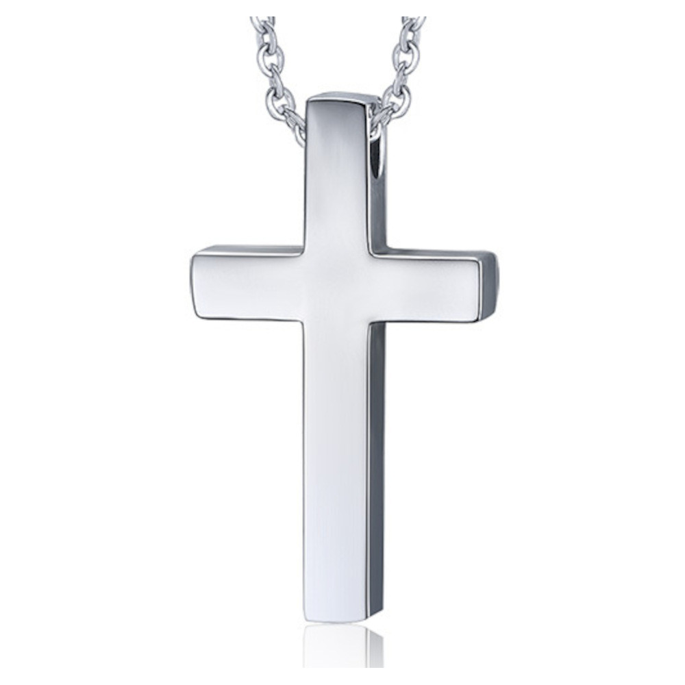 Collier homme acier avec pendentif croix