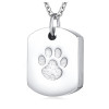 Men's Polished Stainless Steel cat footprint Custom Engraving Necklace Pendant