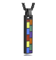 Men's multicolore black steel pendant bar custom engraving