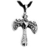 Pendentif Homme croix coeur ailes ange acier