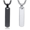 Pendentif personnalise collier couple barre acier