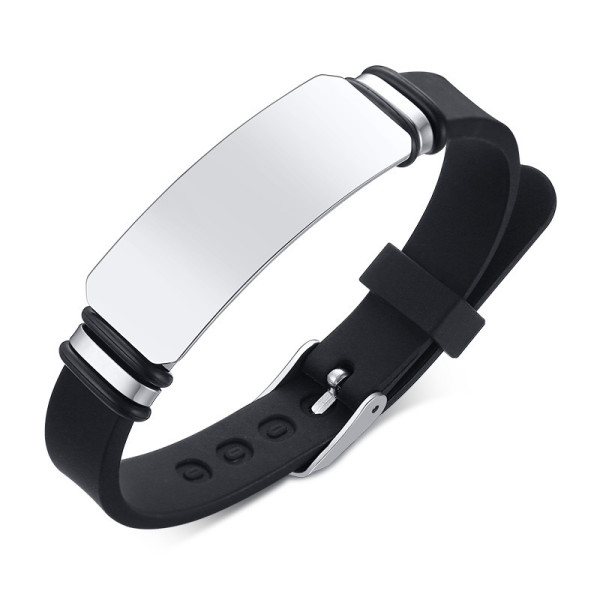 Bracelet homme reglable silicone gourmette personnalise graver
