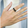 Bague anneau homme tungstene noir bord plaque or