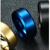 Men's Brushed Blue Titanium Engraving Band Ring