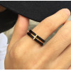 Men's Black Titanium grooved Cross Engraving Band Ring