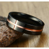 Men's Black Titanium grooved Cross Engraving Band Ring
