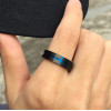 Men's Black Titanium grooved Cross Engraving Band Ring