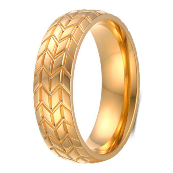 Men's Golden Stainless Steel BiIker Tire Band Ring