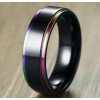 Men's Brushed Black Titanium Custom Engraving Band Ring