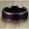 Men's Brushed Black Titanium Custom Engraving Band Ring