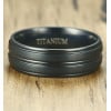 Men's Black Brushed Titanium Custom Band Ring