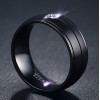 Men's Black Titanium Brushed Zirconia Inlay Custom Engraving Band Ring