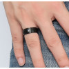 Men's Black Titanium Brushed Zirconia Inlay Custom Engraving Band Ring