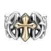 Men's Golden Cross Sterling Silver Open Signet Ring