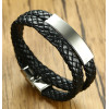 Bracelet homme cuir tresse gourmette acier a graver personnaliser