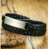 Bracelet homme cuir tresse gourmette acier a graver personnaliser