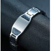 Men's Stainless Steel Carbon Fiber Inlay ID Bracelet