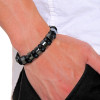 Bracelet homme gourmette hematite magnetique perle noir double ligne