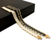 Zwarte keramiek herenarmband met vergulde magneetketting