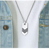 Men's Stainless Steel Bar Necklace Custom Epaulette Pendant