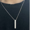 Collar colgante personalizado pareja barra de acero engastada con circonitas para grabar