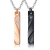 Stainless steel couple heart cubic zirconia inlay pendant custom engraving