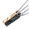 Stainless steel couple heart cubic zirconia inlay pendant custom engraving
