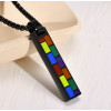 Colgante personalizado para hombre en acero negro con barra multicolor para grabar