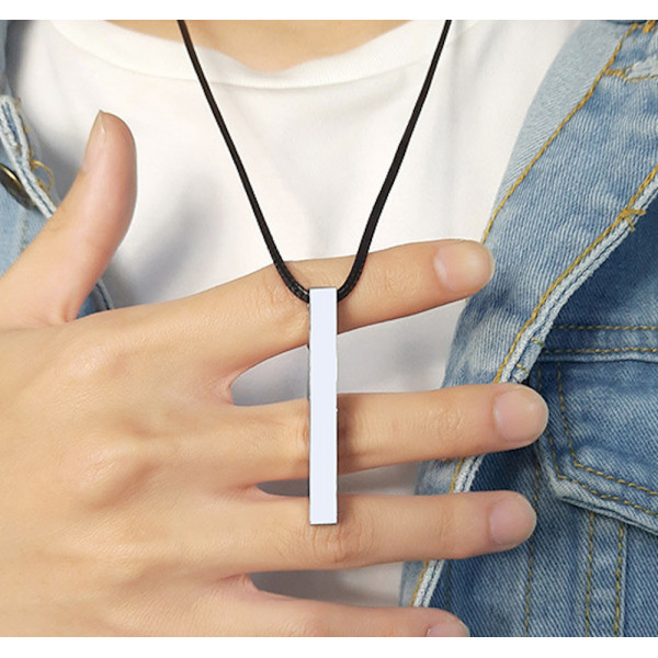 Men's Black Stainless Steel Bar Necklace Custom Pendant