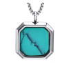 Men's Stainless Steel Turquoise Custom engraving Pendant Necklace