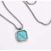 Men's Stainless Steel Turquoise Custom engraving Pendant Necklace