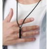 Pendentif tungstene homme barre finition polie miroir plaque noir