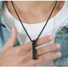 Men's Polished Stainless Steel Roman numeral Bar Necklace Pendant