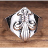 Men's Sterling Silver Adjustable Open Fleur de lys Biker Ring