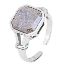 Women's Sterling Silver Adjustable Open Brown crystal Ring