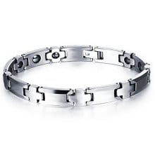 Men's Faceted Tungsten Carbide cross link Magnetic Bracelet